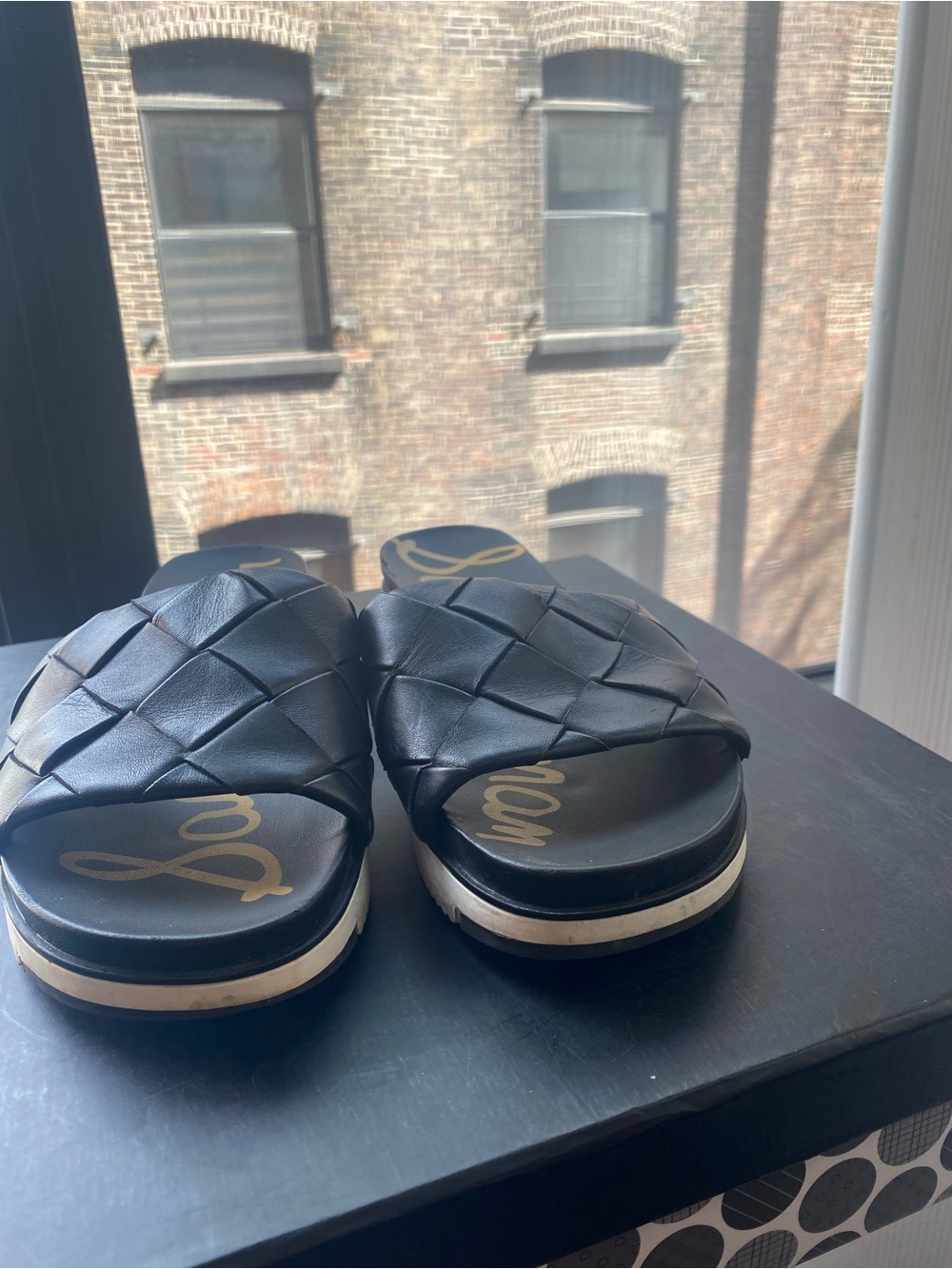 Sam Edelman Black Woven Slide Sandals - Picture 3 of 7